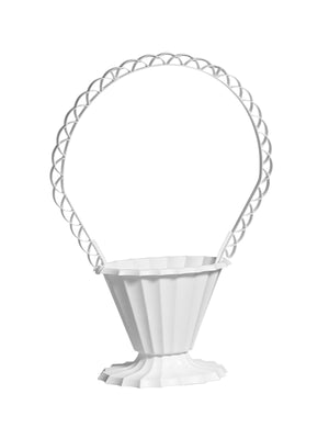 Fluted White Plastic Basket